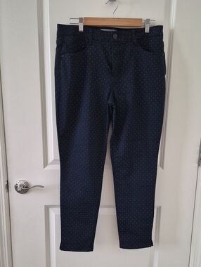 Wit & Wisdom Navy Polka Dot Cropped Jeans